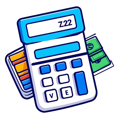 calculator with price tags and trending charts sticker