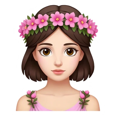 Greek looking brunette with pink flower crown sticker