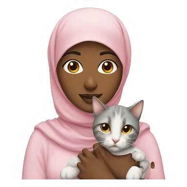 pretty woman with hijab holding a cat sticker