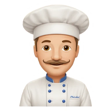 Est-ce que tu peux me faire un chef cuistot qui ressemble à Philippe Etchebest et qui est devant un restaurant? Est-ce que tu peux le faire souriant, avec une moustache de cuistot? 
 sticker