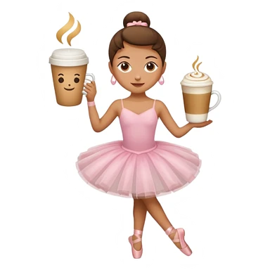 person standing in a ballet pose holding a latte, emoji style sticker