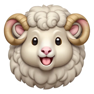 Cinematic Cute Yawning Ram Portrait Emoji, Head tilted slightly with a dramatic, wide-open yawn, showcasing a soft, woolly grey fur with gently drooping horns and ears, round dark eyes barely open in drowsy contentment, Simplified yet irresistibly adorable features, highly detailed, glowing with a soft, cozy glow, high shine, relaxed yet expressive, stylized with a touch of rugged whimsy, bright and endearing, soft glowing outline, capturing the essence of a sleepy yet affectionate ram, so drowsy it feels like it could stretch out of the screen and curl up for a nap! sticker