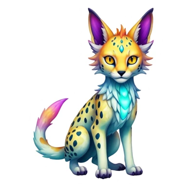 Epic Edgy Colorful ethereal eldritch Sergal-Serval-Fionbri sticker