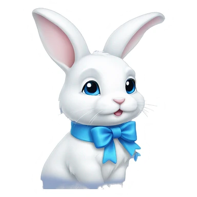 White bunny with blue bow sticker
