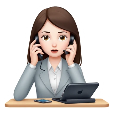 girl with a lot of phone calls and work sticker