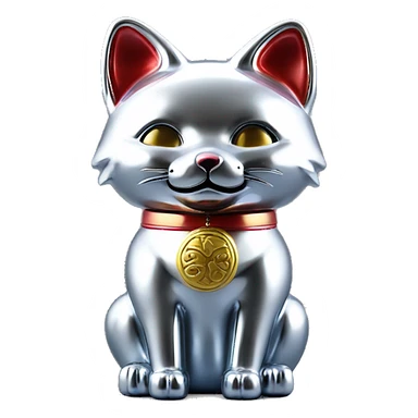 fully chrome fox statue in the form of maneki neko sticker