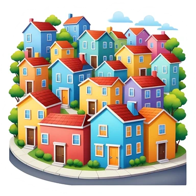 Neighborhood with colorful houses sticker