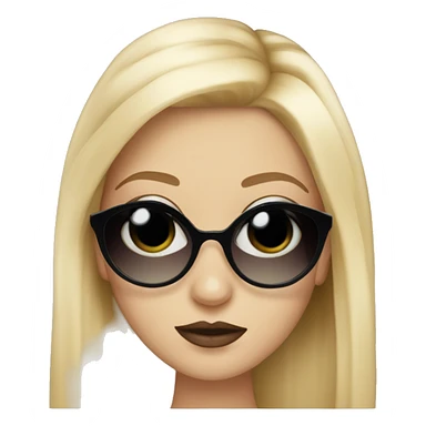 Blonde hair girl cartoon with makeup on face and Prada sunglasses  sticker