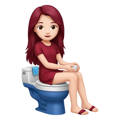Beautiful burgundy long haired girl sitting on the toilet sticker