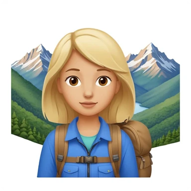 girl backpacking, travelling mountains background sticker