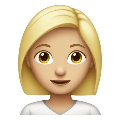 blonde girl with dark eyes at a laptop sticker