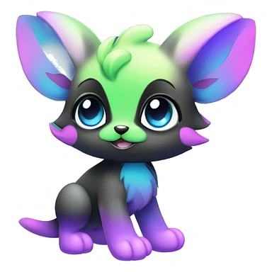 Cute cool black nebula fading green blue purple pink gradient animal hybrid Fakemon full body sticker