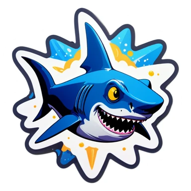 Shark with star eyes sticker