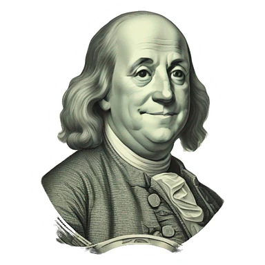 Benjamin Franklin dollar with great smile sticker