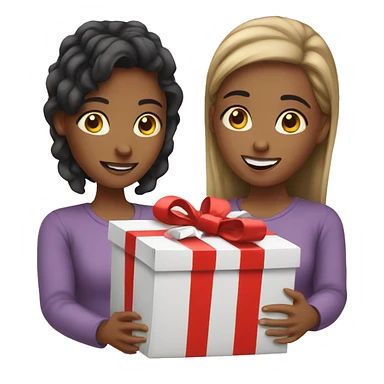 girls give gift sticker