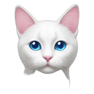 white cat whit blue eye and pink nose sticker