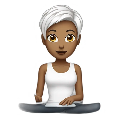 it-girl-white-short-hair-with-macbook sticker