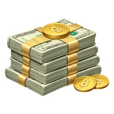 It's an image of money such as coins and bills, but there's only one or two neatly sticker