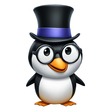 penguin with top hat and glasses sticker