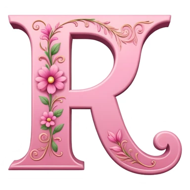 Pink, romantic, refined, fancy, letter “F” of the alphabet sticker