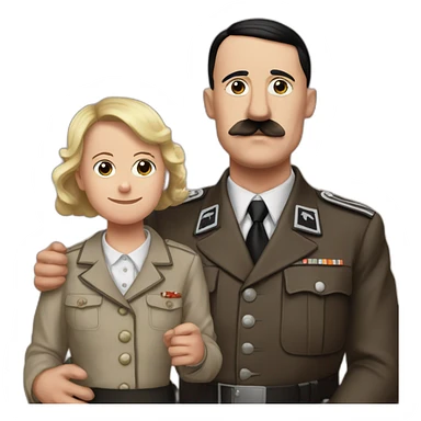 Hitler et sa mère leve la main au ciel sticker