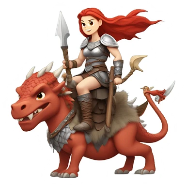  White Viking red head pale skin beautiful dragon  queen with a Viking solder with a gray man bun built white solder on a dragon  sticker