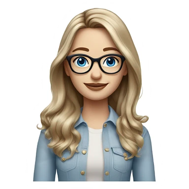 Shoulder length Balayage pale Realistic woman with glasses and blue eyes happy  sticker