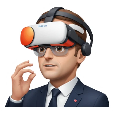 President Macron with oculus quest white sticker