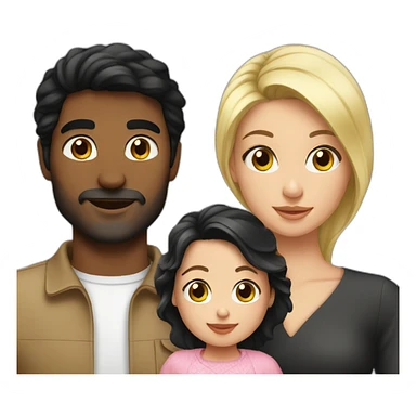 Young Iranian man black hair, blond French wife, and baby girl with black hair sticker