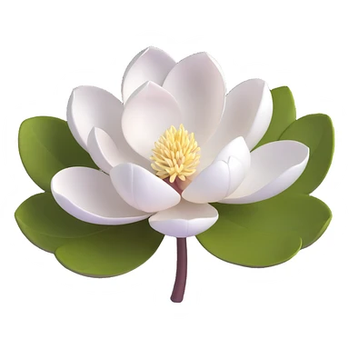 3D icon of a single magnolia flower, pure white petals, subtle shadows, minimal background sticker