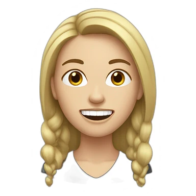 White woman with brushteeth sticker