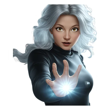 realistic portrait of white haired girl sticker