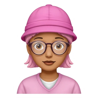 person with glasess wear pink hat  sticker