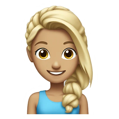 girl blonde blue eyes tan with a high ponytail smiling sticker