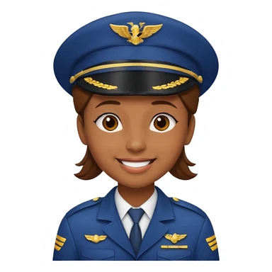 Young, brown skin, wearing pilot uniform include hat sticker