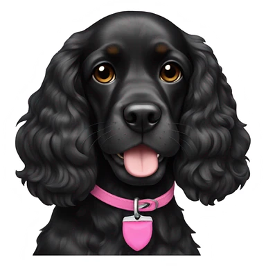 Fully Black cocker spaniel girl with pink collar sticker