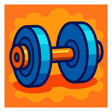 dumbbell, vibrant cartoon style sticker