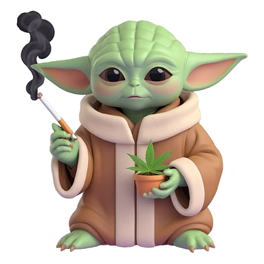 baby yoda soming cannabis sticker