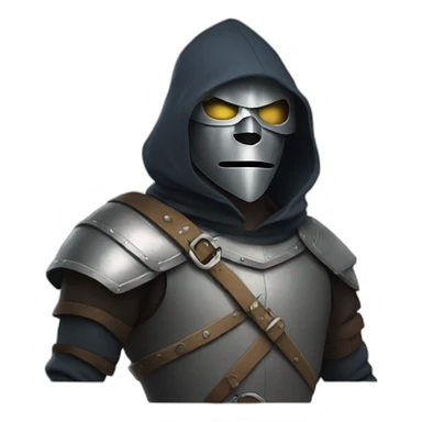 medieval evil saboteur wearing mask, full torso, looking sideways sticker