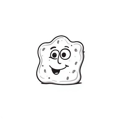 A happy hand-drawn sponge character with a big smile sticker