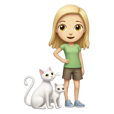 white girl playing with cat sticker