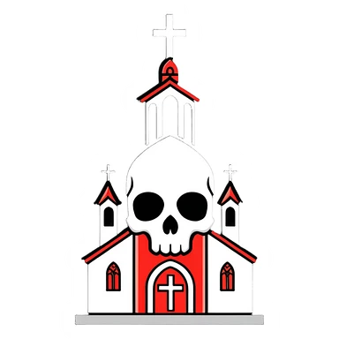 heart, skull, and church combined as one symbol sticker