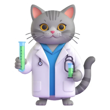 cat scientist holding a test tube sticker