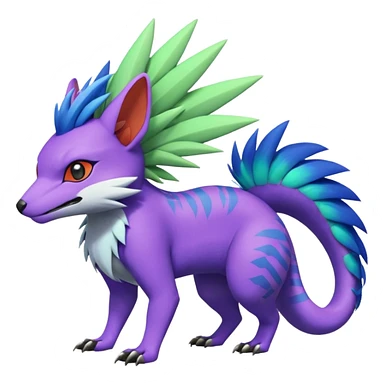  exotic tropical cyber-Sleuth-Aloy-Loyd-Garmaddon-Litten-Linoone-Noibat-Fakémon-Pokémon-Vernid-creature with a Mohawk sticker
