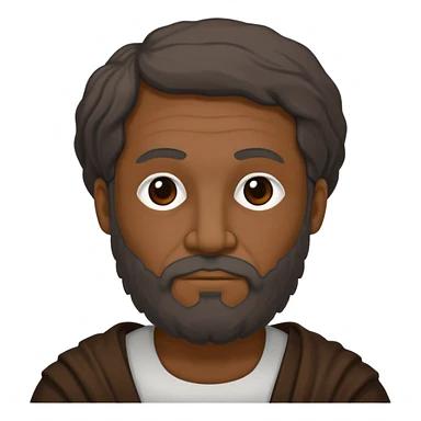 Aristotle as a black outline icon, no fill, hand-drawn look, recognizable philosopher features sticker