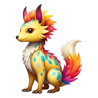 a colorful edgy cute vernid-fionbri-creature with splash patterns full body sticker