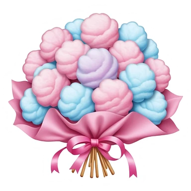 Cotton candy flower bouquet, elaborate Chinese street food art sticker