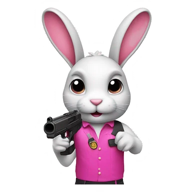 bunny with pink gun sticker