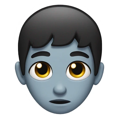 A sad emoji with black hair over its eye and piercings on it’s nose and eyebrows  sticker