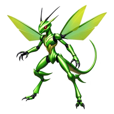 Colorful Shiny Futuristic Edgy Cool Modern Scizor-Scyther-Fakemon-creature-hybrid Full Body sticker